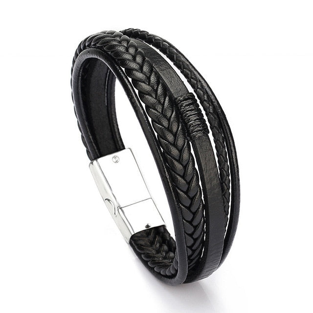 Leather Bracelet with stainless steel clasp
